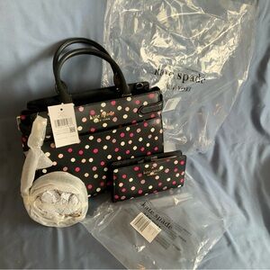 Kate Spade Glimmer Dot Satchel purse plus Bifold Wallet